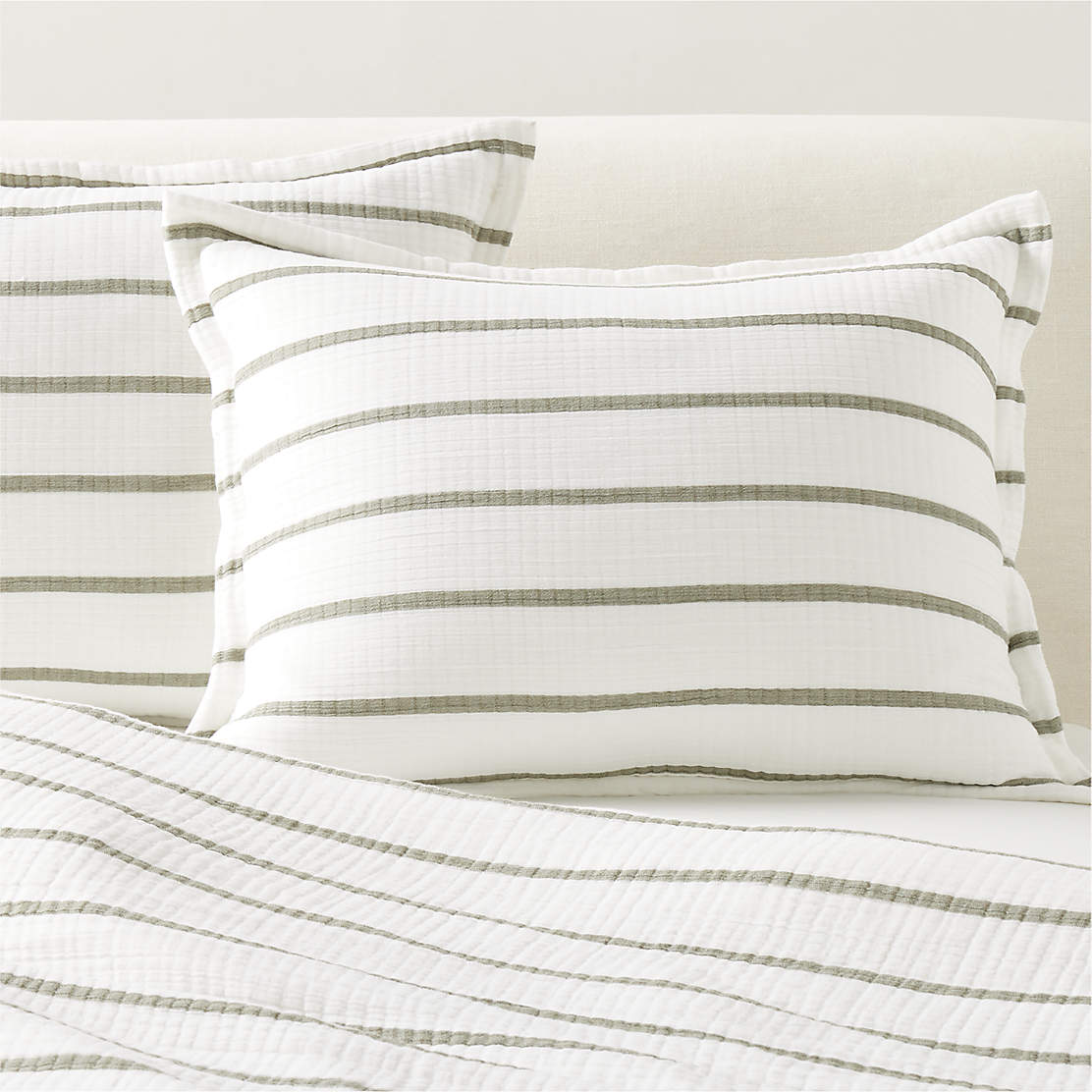 Melina Organic Cotton Natural and Warm White Standard Pillow Shams Set