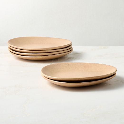 Selene Tan Stoneware Salad Plates Set of 6