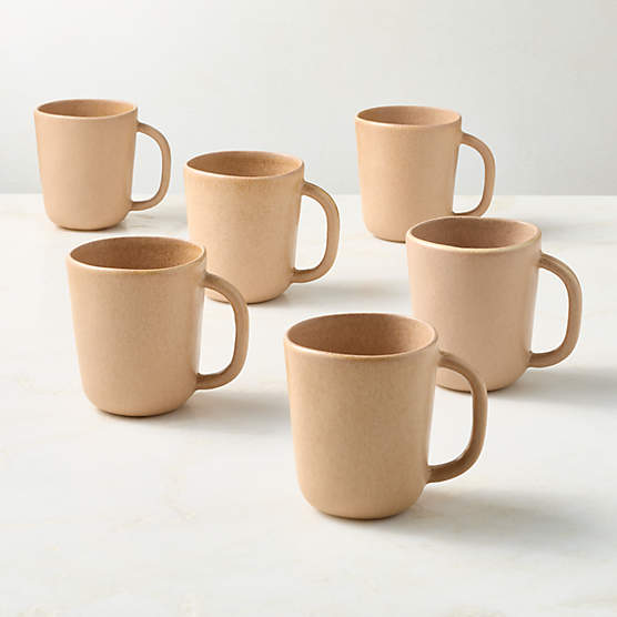 Selene Tan Stoneware Mugs Set of 6