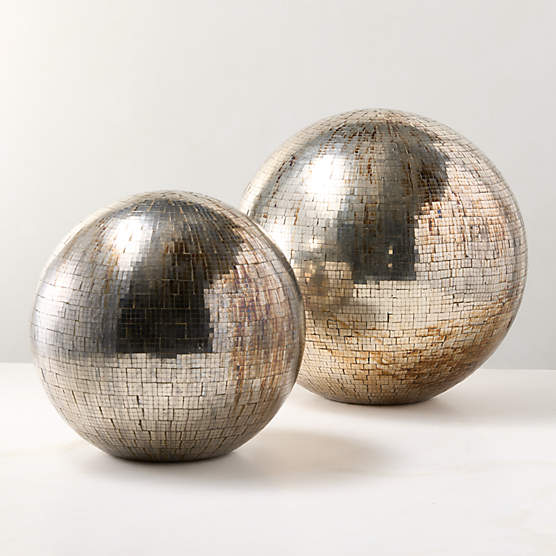 Selina Glass Mosaic Holiday Decorative Orb Set of 2