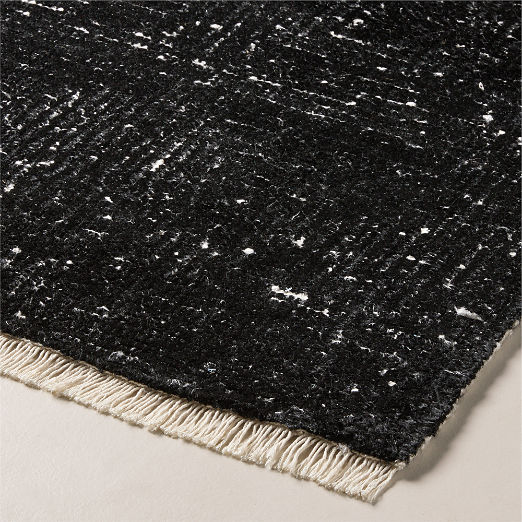 Selo Hand-Knotted Black and White Viscose Area Rug
