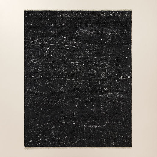 Selo Hand-Knotted Black and White Viscose Area Rug 5'x8'