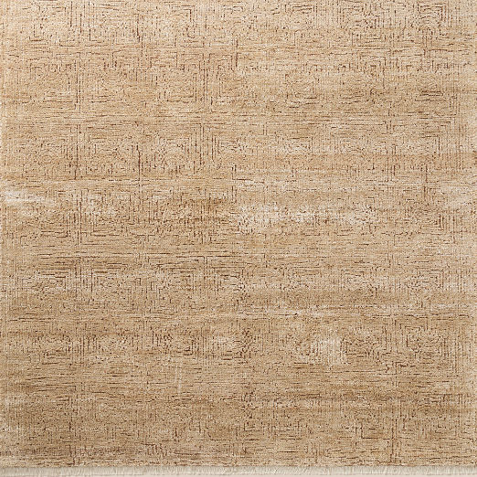 Selo Hand-Knotted Taupe and Sienna Brown Viscose Rug Swatch 12"x12"