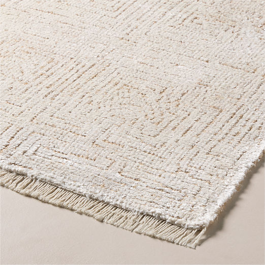Selo Hand-Knotted Warm White with Tan Viscose Area Rug