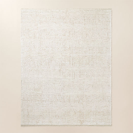 Selo Hand-Knotted Warm White with Tan Viscose Area Rug