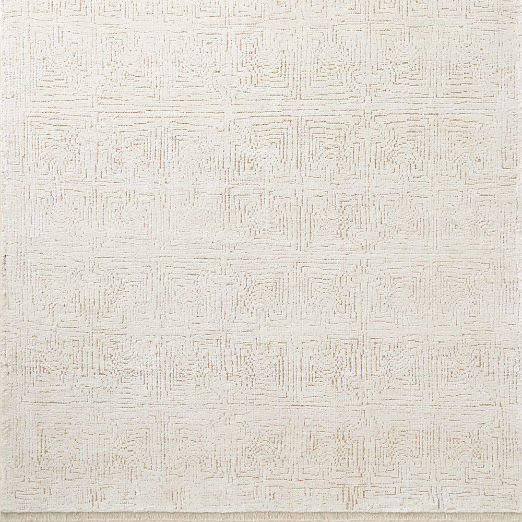 Selo Hand-Knotted Warm White with Tan Viscose Rug Swatch 12"x12"