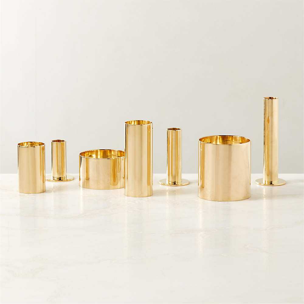 Brass Gold Taper Candle Holders Set of 6, Vintage Metal