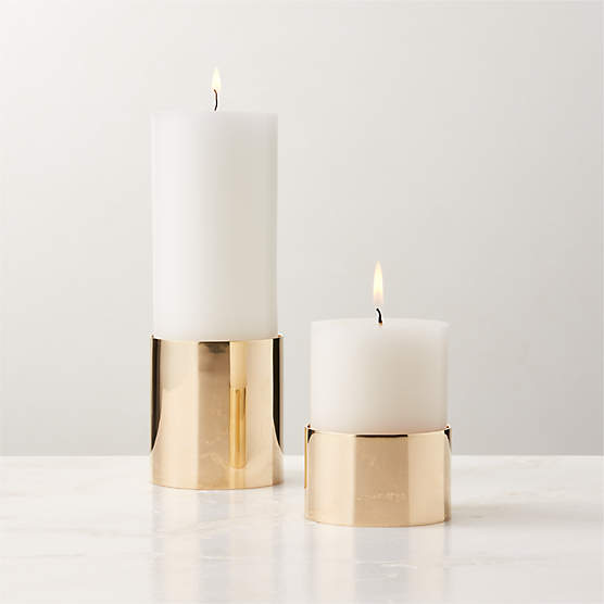 Sembel Brass Pillar Candle Holders Set of 2