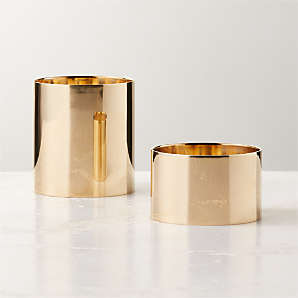 CB Church Supply Candle Holders Square Base Candlesticks by Will & Baumer,  Set of 2, Polished Brass