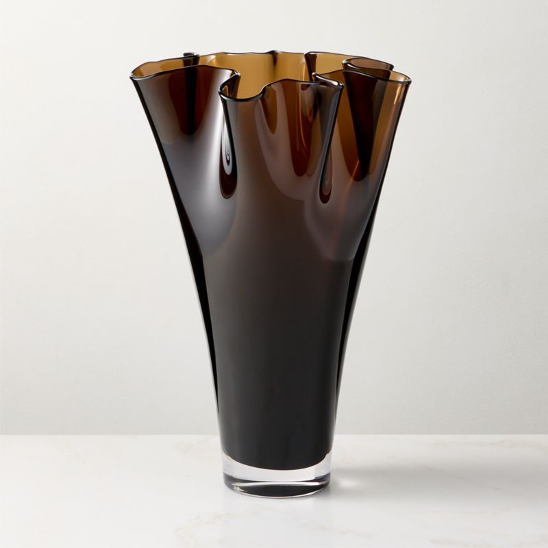 Semele Handblown Amber Glass Vase Large 13" - image 2 of 3