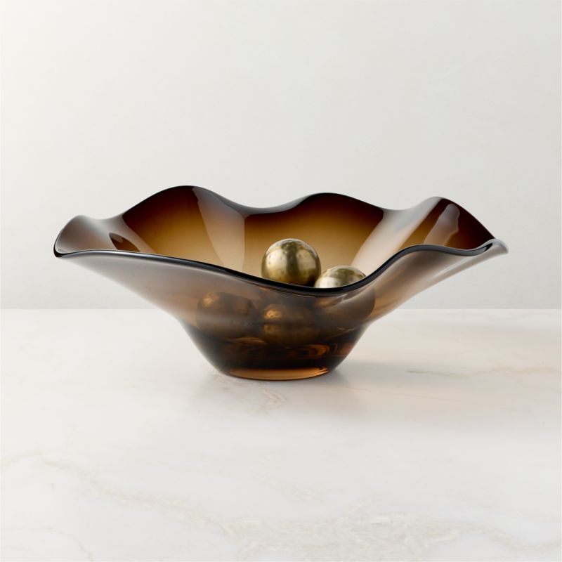 Viewing product image Semele Handblown Amber Glass Decorative Bowl Small - image 1 of 5