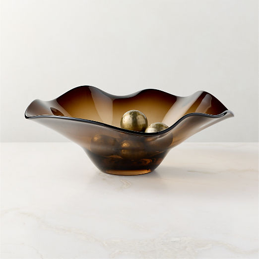 Semele Handblown Amber Glass Decorative Bowl Small