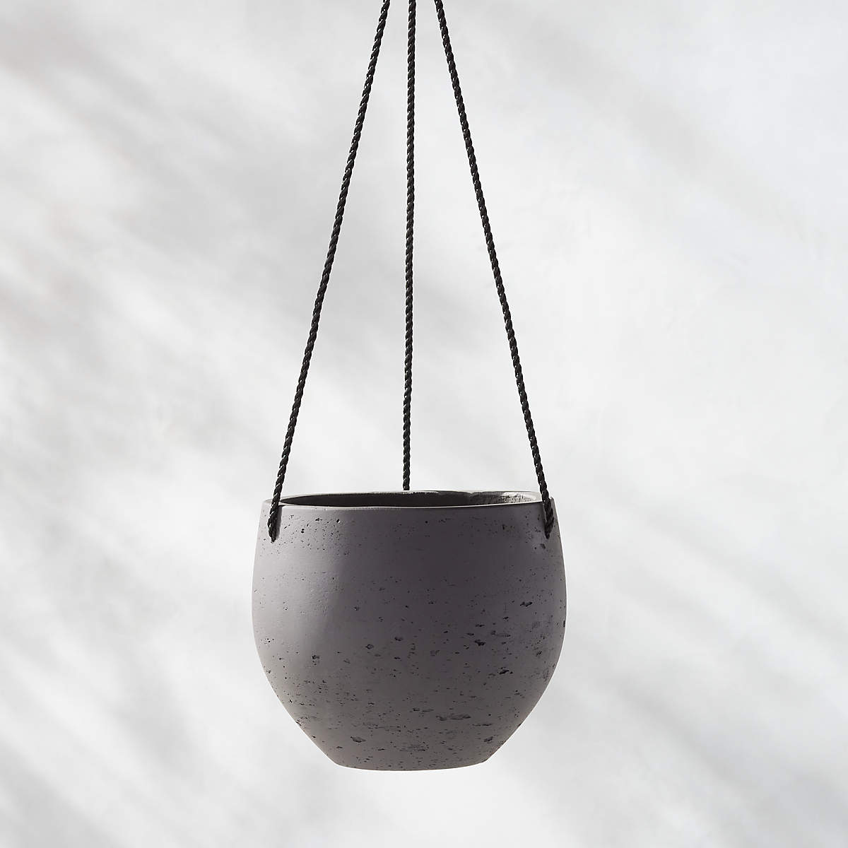 Seminyak Modern Black Cement Outdoor Hanging Planter Large + Reviews CB2