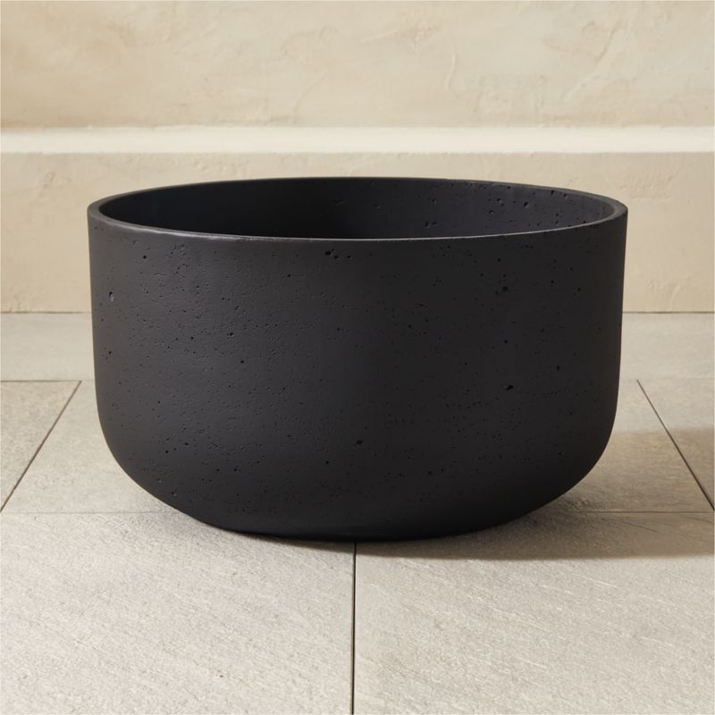 Seminyak Black Cement Indoor/Outdoor Planter Low - image 0 of 14