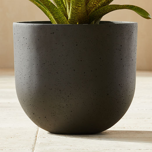 Seminyak Black Cement Indoor/Outdoor Medium Planter 14.5"