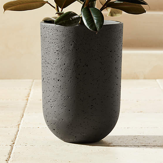 Seminyak Black Cement Indoor/Outdoor Small Planter 15.75"