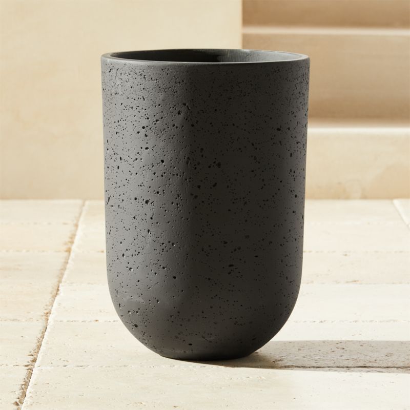 Seminyak Black Cement Indoor/Outdoor Planter Tall - image 0 of 16