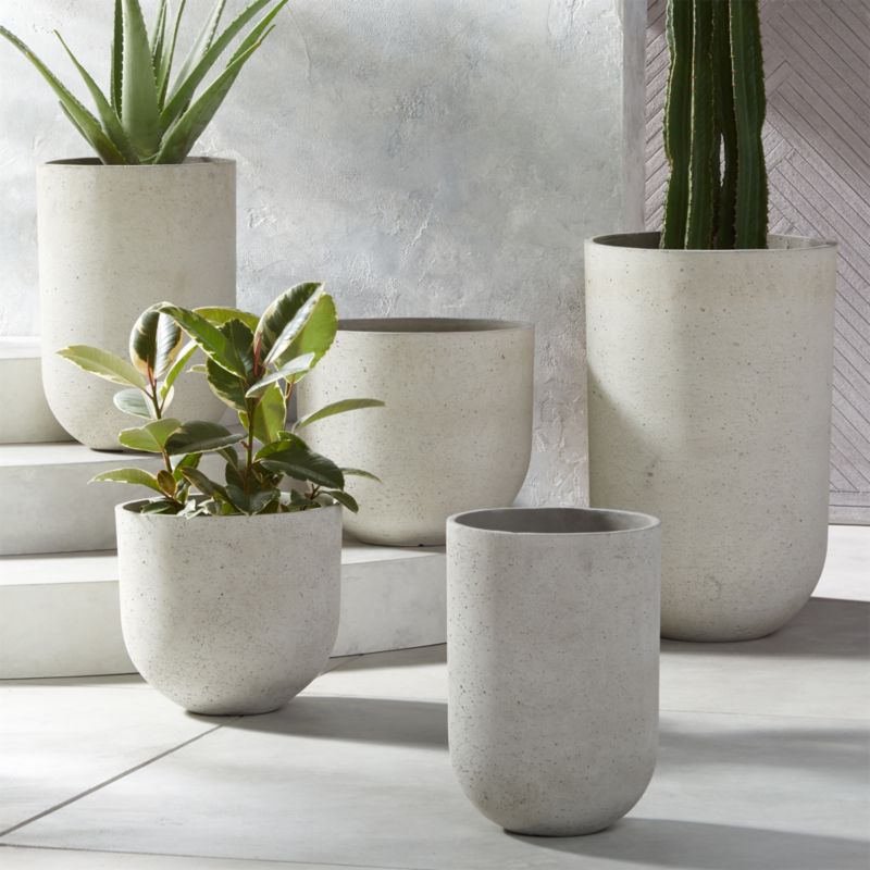 Seminyak Grey Modern Indoor Outdoor Cement Planter 14.5