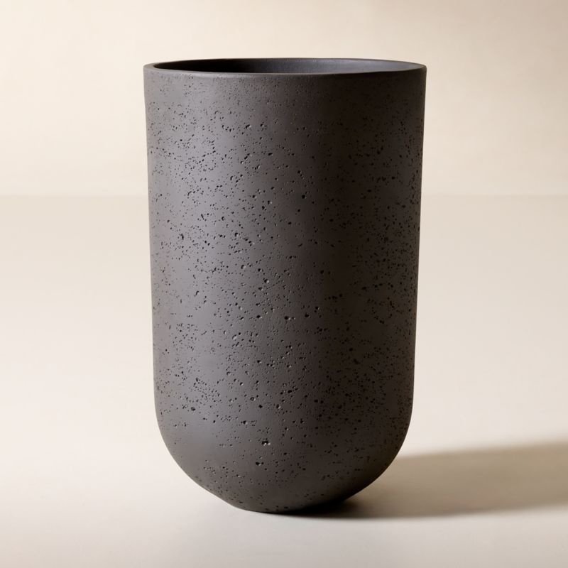 Seminyak Black Cement Indoor/Outdoor Large Planter 26.75"H Set of 2 - image 3 of 10