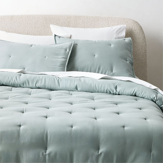 Sena Pale Teal Organic Cotton Sateen Quilt