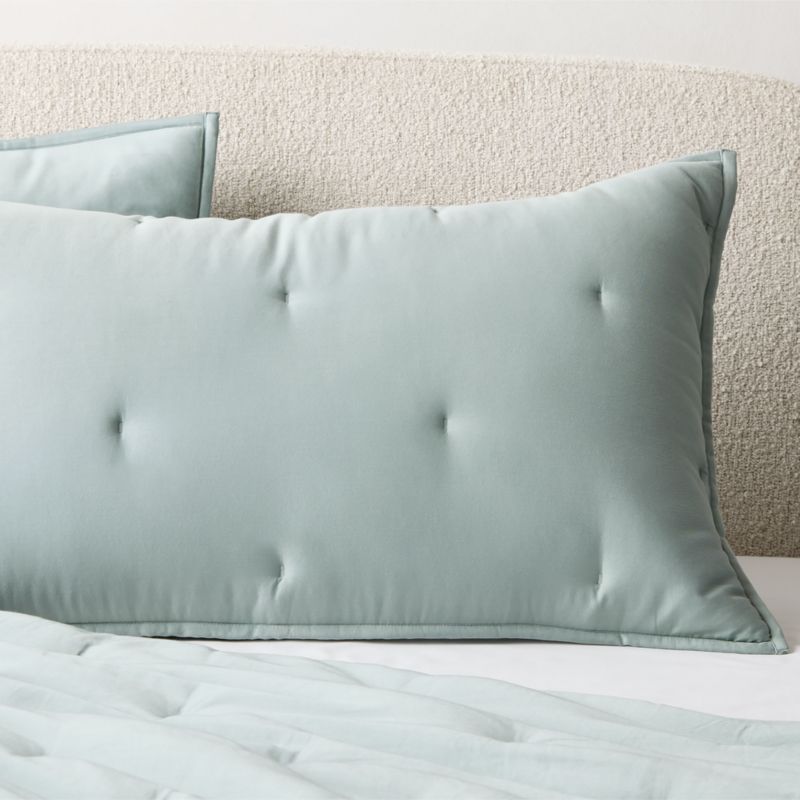 Sena Pale Teal Organic Cotton Sateen Standard Pillow Shams Set of 2 - image 2 of 7
