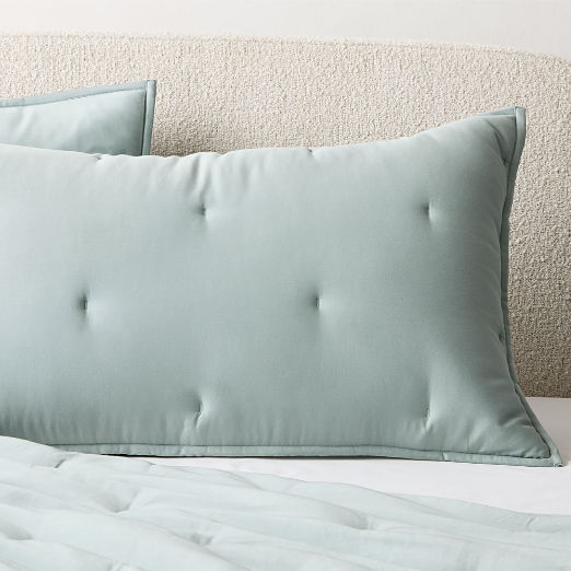Sena Pale Teal Organic Cotton Sateen Standard Pillow Shams Set of 2