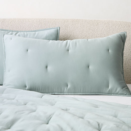 Sena Pale Teal Organic Cotton Sateen King Pillow Shams Set of 2