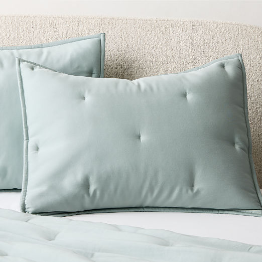 Sena Pale Teal Organic Cotton Sateen Standard Pillow Shams Set of 2