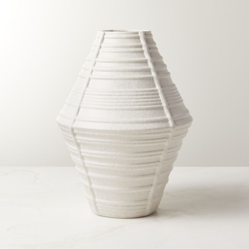 Sentra Modern Textured White Vase + Reviews CB2 Canada