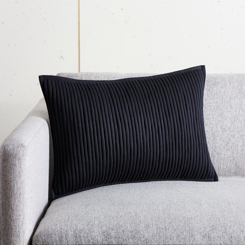 View Sequence Black Throw Pillow with Feather-Down Insert 18"x12" details