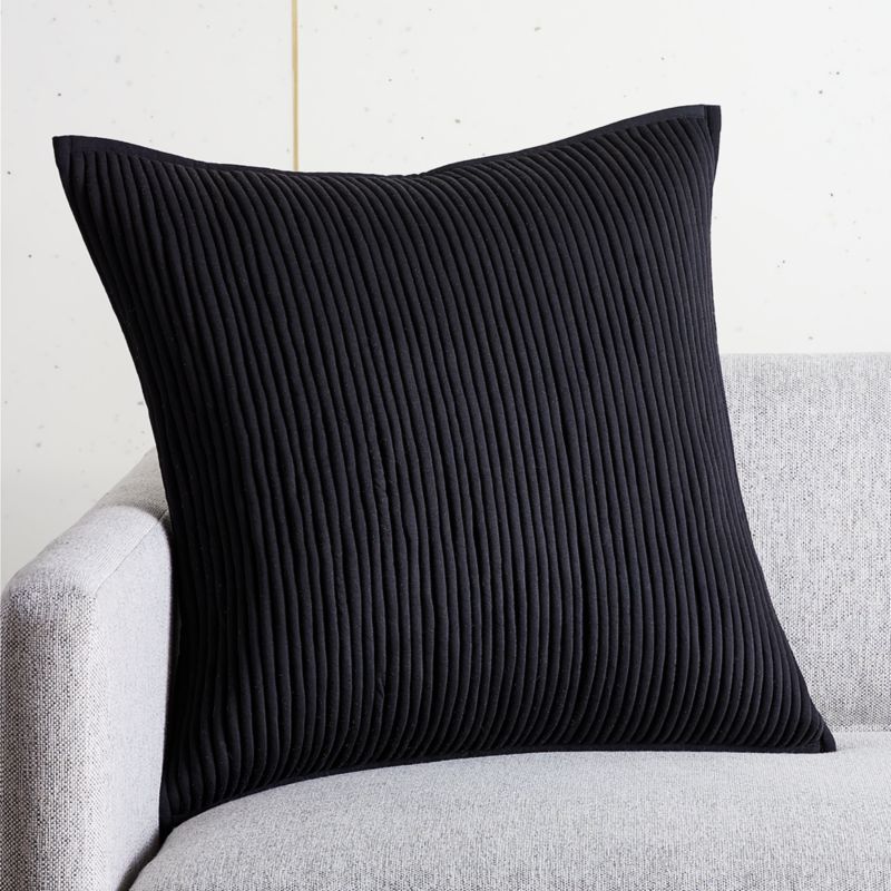 View Sequence Black Throw Pillow with Feather-Down Insert 20" details