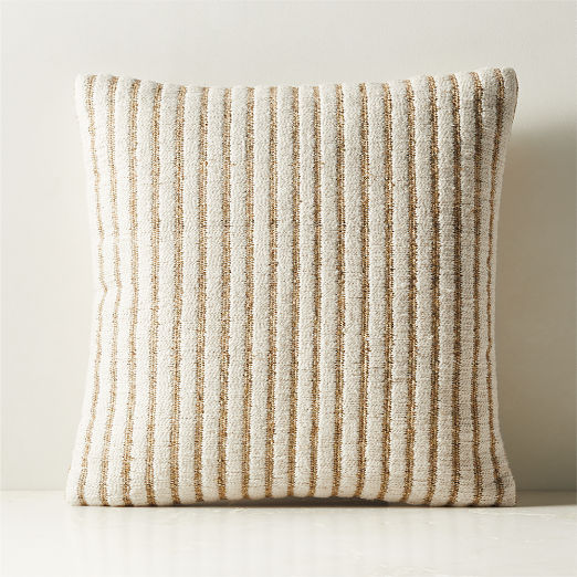 Sera Light Brown Cotton and Hemp Throw Pillow with Down-Alternative Insert 20"