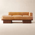 Lazar 84.75" Brown Leather and Beige Performance Fabric Daybed