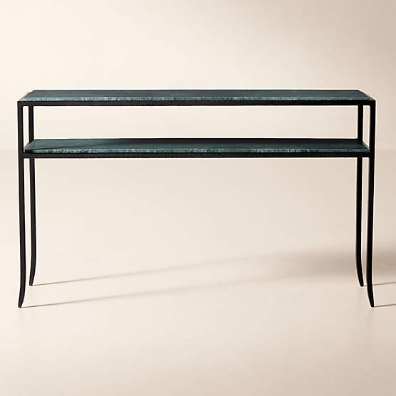 Sergio 52" Green Marble and Iron Console Table