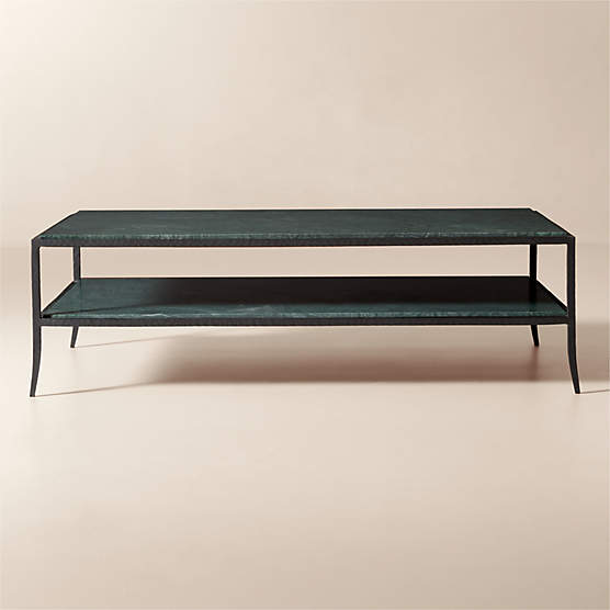 Sergio 55" Green Marble and Iron Rectangular Coffee Table