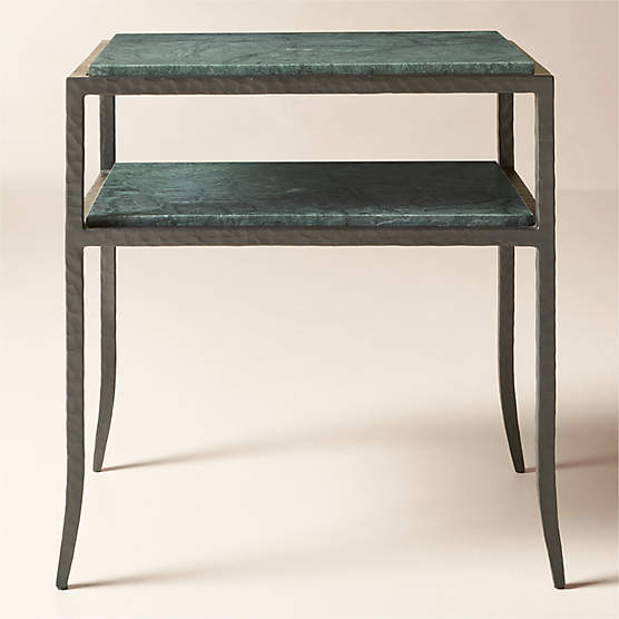 Sergio Green Marble and Iron Side Table