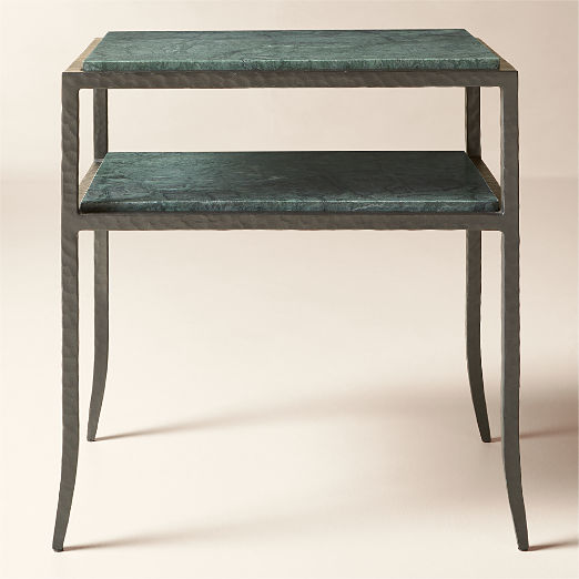 Sergio Green Marble and Iron Side Table