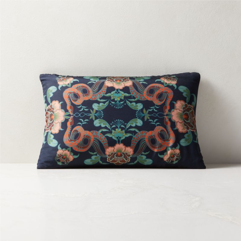 View 18"x12" Serpents Silk and Velvet Throw Pillow with Down-Alternative Insert details