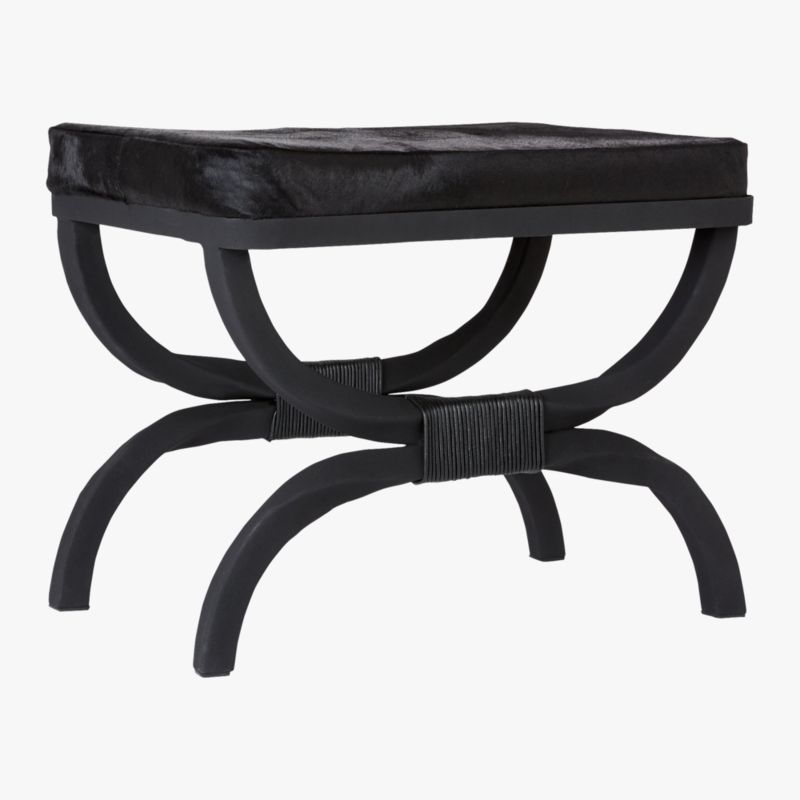 Serpette Black Cowhide Stool - image 6 of 14