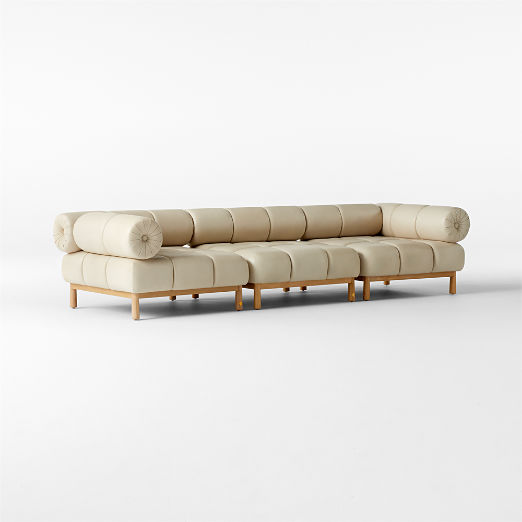 Sevigne 3-Piece Modular Bone Leather Sectional Sofa by goop