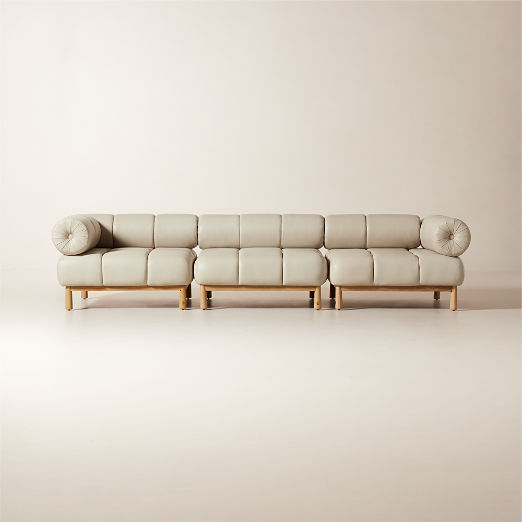 Sevigne 3-Piece Modular Bone Leather Sectional Sofa by goop