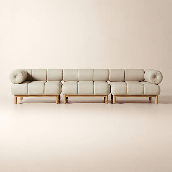 Sevigne 3-Piece Modular Bone Leather Sectional Sofa by goop