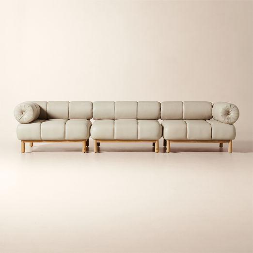 Sevigne 3-Piece Modular Bone Leather Sectional Sofa by goop