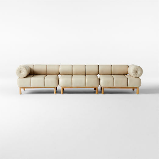 Sevigne 3-Piece Modular Bone Leather Sectional Sofa by goop