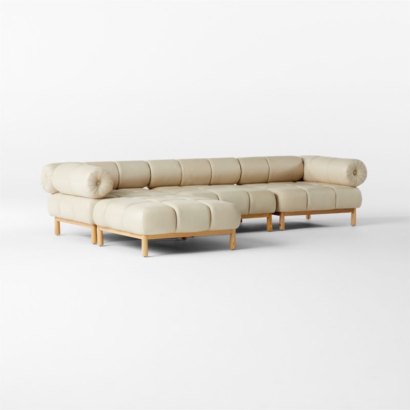 Sevigne 4-Piece Modular L-Shaped Bone Leather Sectional Sofa by goop - image 5 of 9