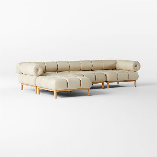 Sevigne 4-Piece Modular L-Shaped Bone Leather Sectional Sofa by goop