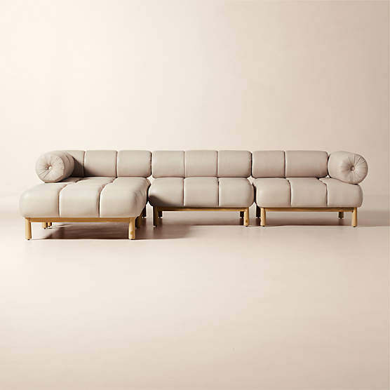 Sevigne 4-Piece Modular L-Shaped Bone Leather Sectional Sofa by goop