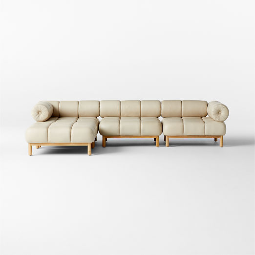 Sevigne 4-Piece Modular L-Shaped Bone Leather Sectional Sofa by goop