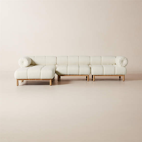 Sevigne 4-Piece Modular L-Shaped Ivory Boucle Sectional Sofa by goop