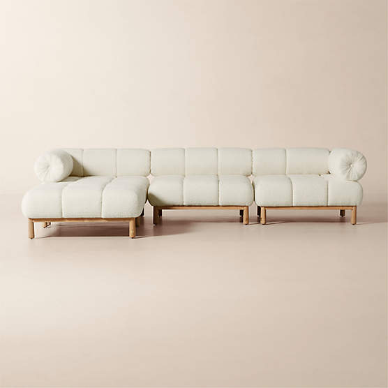 Sevigne 4-Piece Modular L-Shaped Ivory Boucle Sectional Sofa by goop